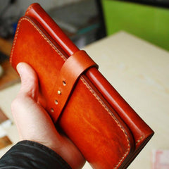 Handmade Leather Mens Long Wallet Vintage Cool Long Wallet for Men