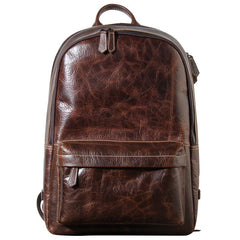Genuine Leather Mens Cool Backpack Sling Bag Large Black Travel Bag Hiking Bag for men