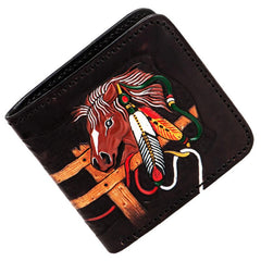 Handmade Leather Fine Horse Tooled Mens billfold Wallet Cool Leather Wallet Slim Wallet for Men - imessengerbags