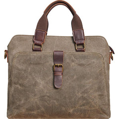 Mens Gray Canvas Briefcase Handbag Work Bag Business Bag for Men - imessengerbags