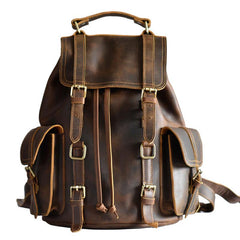 Handmade Leather Mens Cool Backpack Sling Bag Large Travel Bag Hiking Bag for men