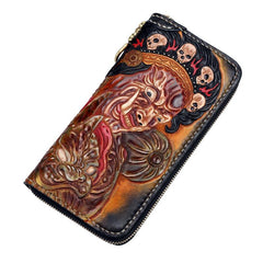 Handmade Leather Mahākāla Mens Chain Biker Wallet Cool Leather Wallet With Chain Wallets for Men
