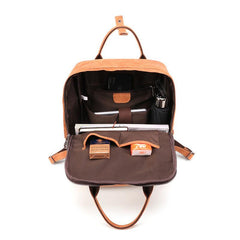 Brown Leather Mens School Backpack Travel Backpack Handbag 13inch Computer Backpack for Men - imessengerbags