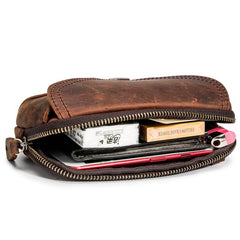 Classy Brown Leather Mens Work Clutch Bag Wirstlet Clutch Mobile Phone Bag For Men