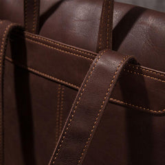Vintage Mens Coffee Leather Backpack Travel Backpack Leather Hiking Backpack for Men - imessengerbags