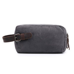 Cool Waxed Canvas Leather Mens Zipper Wristlet Bag Vintage Clutch Zipper Bag for Men - imessengerbags