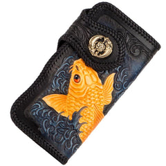 Handmade Leather Carp Mens Chain Biker Wallet Cool Leather Wallet With Chain Wallets for Men - imessengerbags