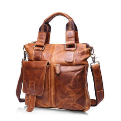 Vintage Coffee Leather Mens Briefcase Laptop Bag Business Bags Work Bag for Men - imessengerbags