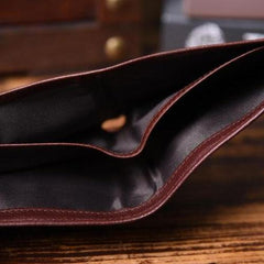 Genuine Leather Mens Cool billfold Leather Wallet Men Small Wallets Bifold for Men - imessengerbags