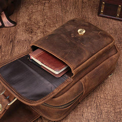 Cool Mens Leather Sling Bag One Shoulder Backpack Sling Crossbody Bag For Men