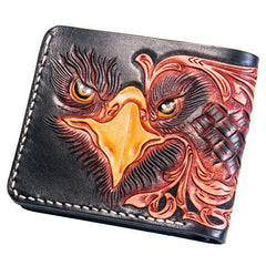 Handmade Leather Eagle Tooled Mens billfold Wallet Cool Leather Wallet Slim Wallet for Men - imessengerbags