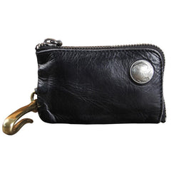 Handamde Genuine Leather Mens Cool Key Wallet Card Slim Wallet Key Holder Car Key Case for Men - imessengerbags