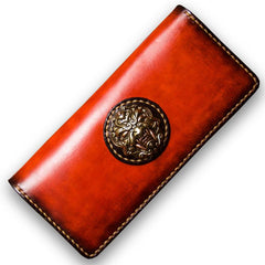 Handmade Leather Men Tooled Cool Leather Wallet Long Phone Wallets for Men - imessengerbags