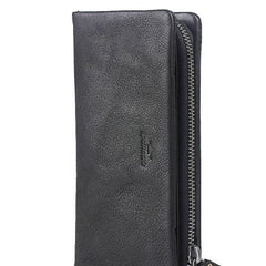 Genuine Leather Mens Cool Long Leather Wallet Bifold Clutch Wallet for Men