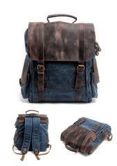 Cool Canvas Leather Mens College Backpack Travel Backpack 15'' Computer Hiking Backpack for Men - imessengerbags