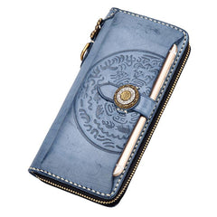 Handmade Leather Mens Chain Biker Wallet Cool Leather Wallet Long Phone Wallets for Men - imessengerbags