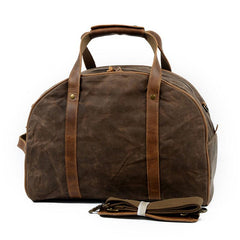 Mens Waxed Canvas Leather Small Weekender Bag Canvas Handbag Travel Bag for Men - imessengerbags