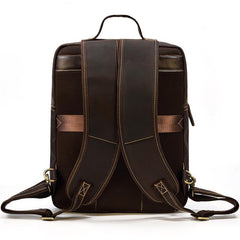 Casual Brown Mens Leather Large School Backpack Satchel Backpack Computer Backpack For Men