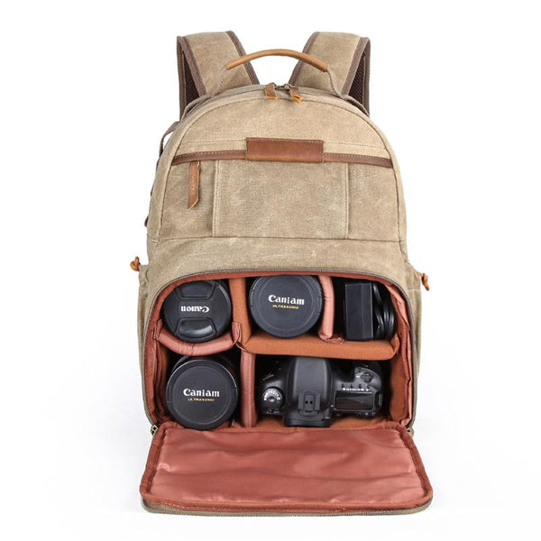 GREEN LARGE CANVAS WATERPROOF MENS CANON CAMERA BACKPACK NIKON CAMERA BAG DSLR CAMERA BAG FOR MEN - imessengerbags