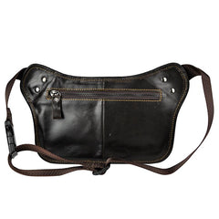 Brown Leather Fanny Pack Men's Black Chest Bag Hip Bag Vintage Waist Bag For Men - imessengerbags