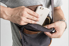 Canvas Leather Mens Cool Messenger Bag Sling Bag Chest Bag Bike Bag Cycling Bag for men - imessengerbags