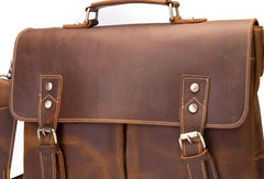 Cool Leather Mens Briefcase Business Briefcase Vintage Shoulder Bag HandBags for men