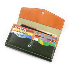 Cool Handmade Mens Leather Long Wallet Envelope Long Bifold Wallet for Men - imessengerbags