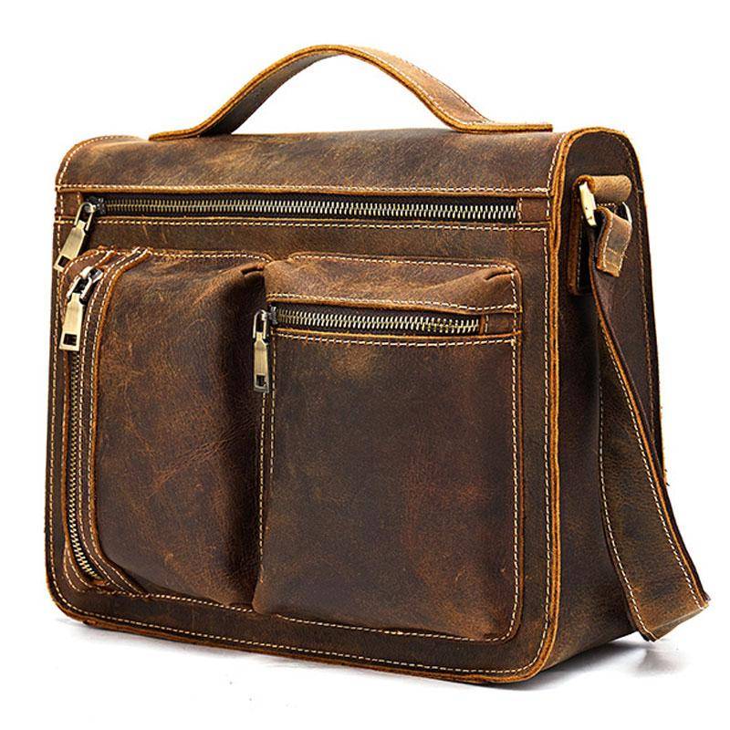 Cool Leather Mens Vintage Brown Small Side Bag Messenger Bag Shoulder Bag for Men - imessengerbags