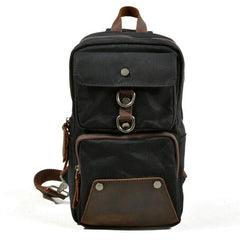 Cool Waxed Canvas Leather Mens Chest Bag Sling Bag One Shoulder Packs for men