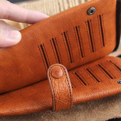 Genuine Leather Mens Cool Braided Wallet Long Leather Wallet Clutch Wristlet Wallet for Men - imessengerbags