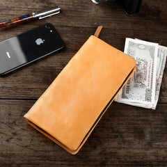 Cool Leather Mens Black Slim Long Wallet Zipper Bifold Card Wallet Clutch Wallet For Men - imessengerbags