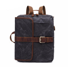 Waxed Canvas Leather Mens Cool Backpack Canvas Handbag Canvas Shoulder Bag for Men