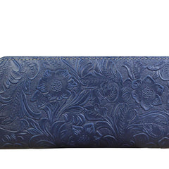 Handmade Leather Floral Mens Cool Travel Long Wallet Card Holder Card Slim Clutch Wallets for Men - imessengerbags
