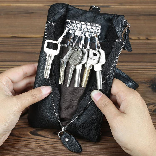 CASUAL MENS LEATHER SLIM ZIPPER CLUTCH WALLET PURSE BAG CLUTCH BAG CAR KEY CASE FOR MEN - imessengerbags