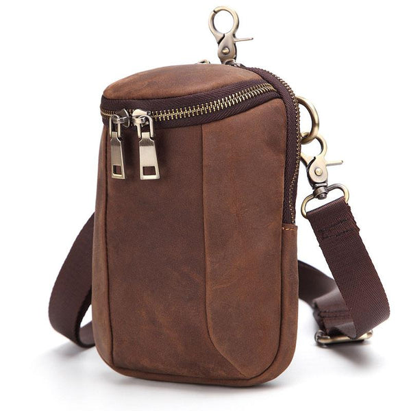 Cool Retro Mens Leather One Shoulder Backpack Chest Bag Sling Bags For Men - imessengerbags