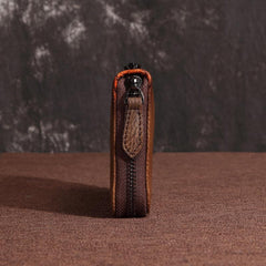 Brown Vintage Wallet Leather Mens Womens Tooled Long Wallet Zipper Black Clutch Wallet For Men - imessengerbags