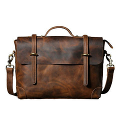 Handmade Leather Mens Cool Messenger Bag Briefcase Work Bag Business Bag Laptop Bag for men - imessengerbags