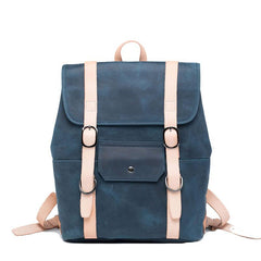 Cool Mens Blue Leather Backpack School Backpack Leather Laptop Backpack for Men - imessengerbags
