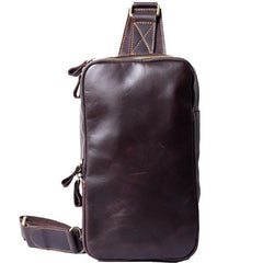 Handmade Leather Mens Cool Chest Bag Sling Bag Crossbody Bag Travel Bag Hiking Bag for men