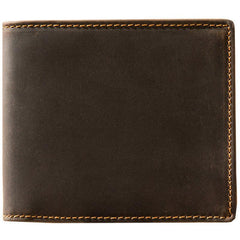 Coffee Cool Leather Mens Slim Small Wallet Bifold Vintage billfold Wallet for Men - imessengerbags