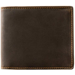 Coffee Cool Leather Mens Slim Small Wallet Bifold Vintage billfold Wallet for Men