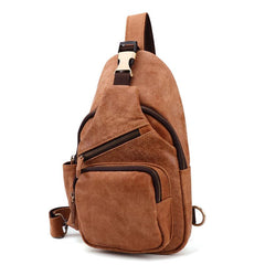 Cool Camel Leather Chest Bag Sling Bag Sling Crossbody Bags For Men - imessengerbags