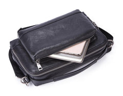 Black LEATHER MENS Small Postman Bag SIDE BAG COURIER BAG Black MESSENGER BAG FOR MEN