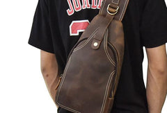 Cool Leather Chest Bag Sling Bag Sling Crossbody Bag Travel Bag Hiking Bags For Men