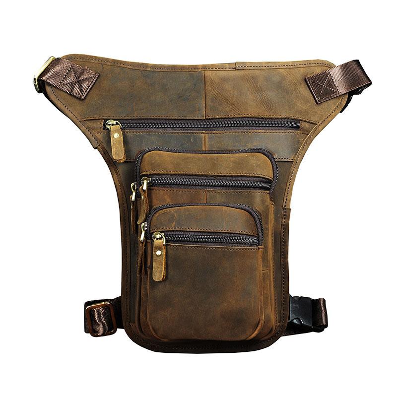 Cool Leather Drop Leg Bag Belt Pouch Mens Waist Bag Shoulder Bag for Men - imessengerbags