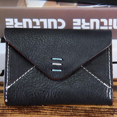 Handmade Mens Cool Short Leather Wallet Men Small Card Slim Wallets Bifold for Men