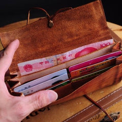 Handmade Leather Vintage Mens Long Wallet Cool Long Wallet for Men - imessengerbags