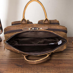 Vintage Brown Leather Men's Briefcase 14'' Computer Briefcase Professional Handbag For Men - imessengerbags