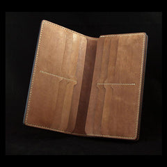 Handmade Leather Tooled Shakya Muni Buddhism Mens Long Wallet Cool Leather Wallet Clutch Wallet for Men - imessengerbags