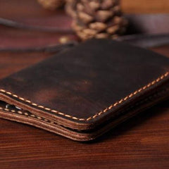 Handmade Leather Mens Cool Slim Leather Wallet Men Small Wallets Bifold for Men - imessengerbags